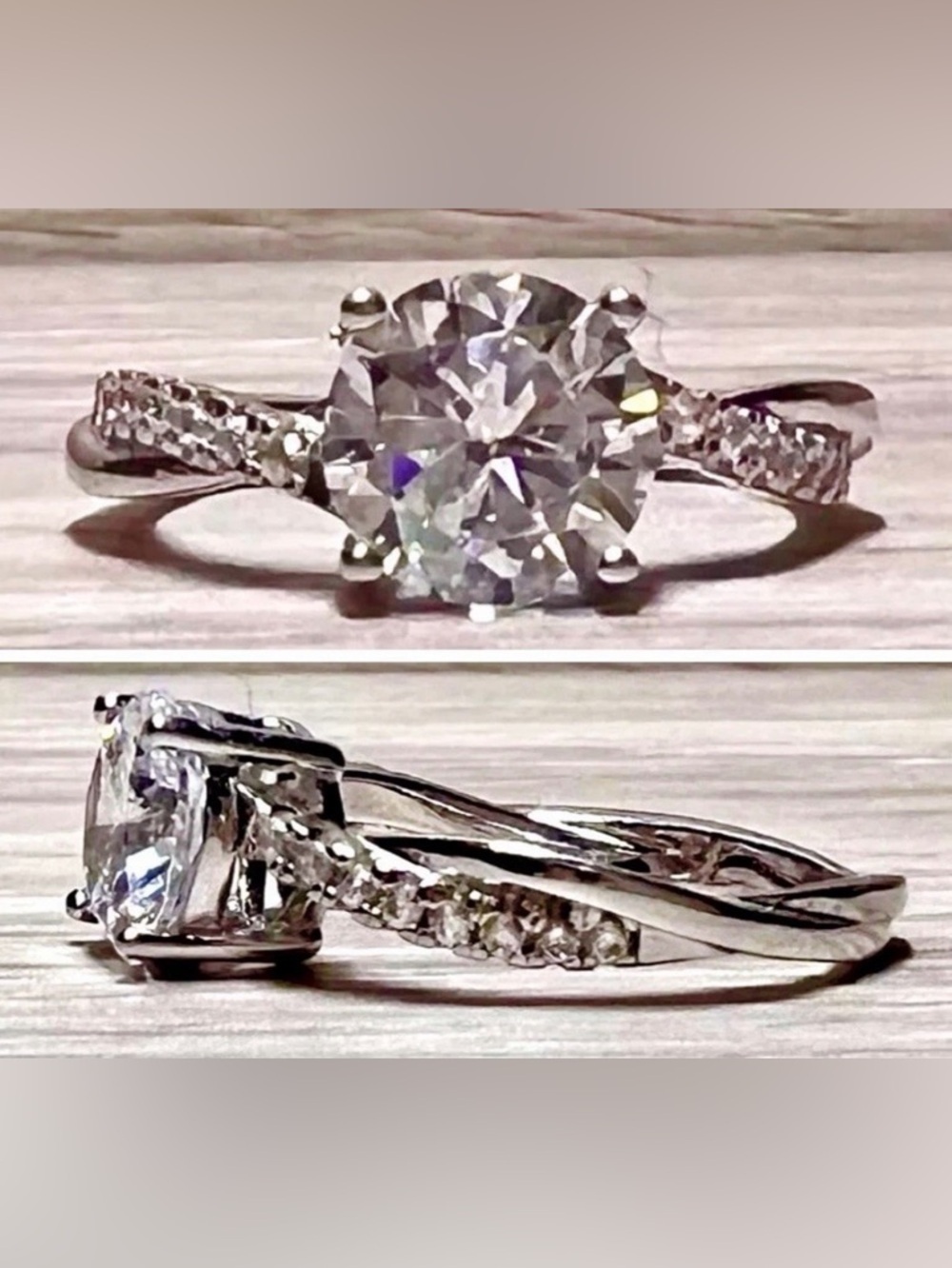 Vintage Designer Signed IBB Sterling Silver Cubic Zirconia Ring, Size 6.75
